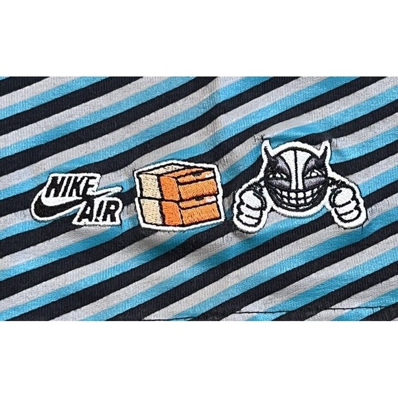 Vintage Nike Air T-Shirt Adult XXL Grey Tag Black Blue Striped Embroidered Logos - Picture 3 of 7